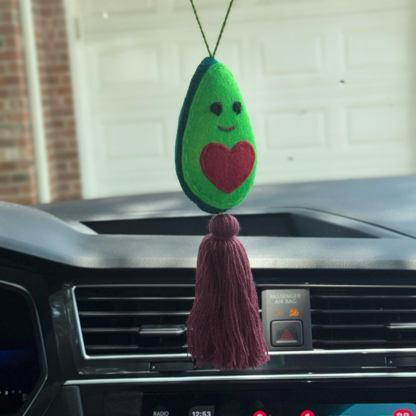 Fruit and veggie car tassel accessory | Strawberry, pineapple, avocado, and apple | Car decor | Handmade in Mexico