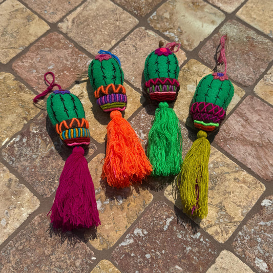 Hanging cactus car tassels | Handmade in Mexico | Bag charm | Car accessory | Rearview mirror hanging charm