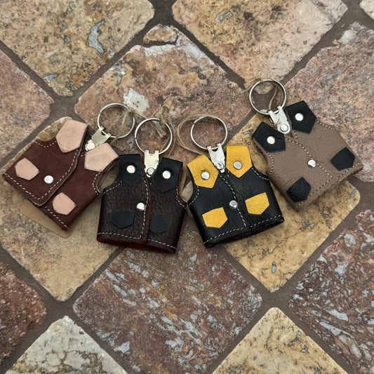 Leather cowboy vest keychain | Handmade in Mexico | key charm | Cowboy and western themed