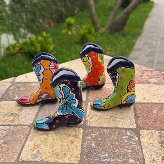 Ceramic decorative boot | Handmade in Mexico | Talavera pottery | Home decor | Outdoor and patio decor| Living room and bedroom decor |