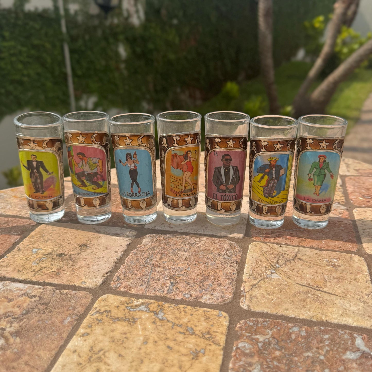 Loteria shot glasses | Handmade in Mexico | Barware | Loteria Bingo game | Colorful and unique shot glass | Kitchen and dining room decor
