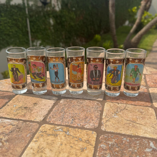 Loteria shot glasses | Handmade in Mexico | Barware | Loteria Bingo game | Colorful and unique shot glass | Kitchen and dining room decor